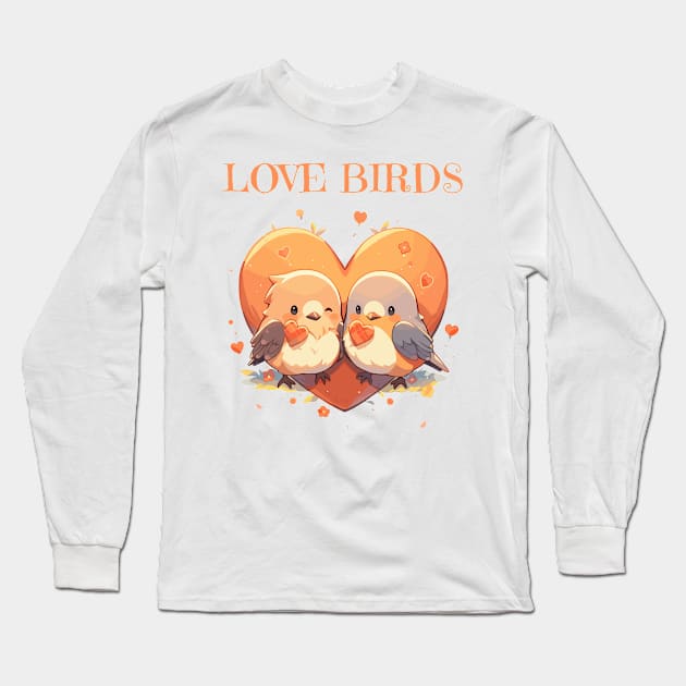 Love Birds Long Sleeve T-Shirt by DemoArtMode